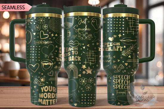 Speech Therapy Therapist Tumbler Wrap SVG | 40oz Laser Engraving File | Rotary Ready Digital Design | Career Gift SVG