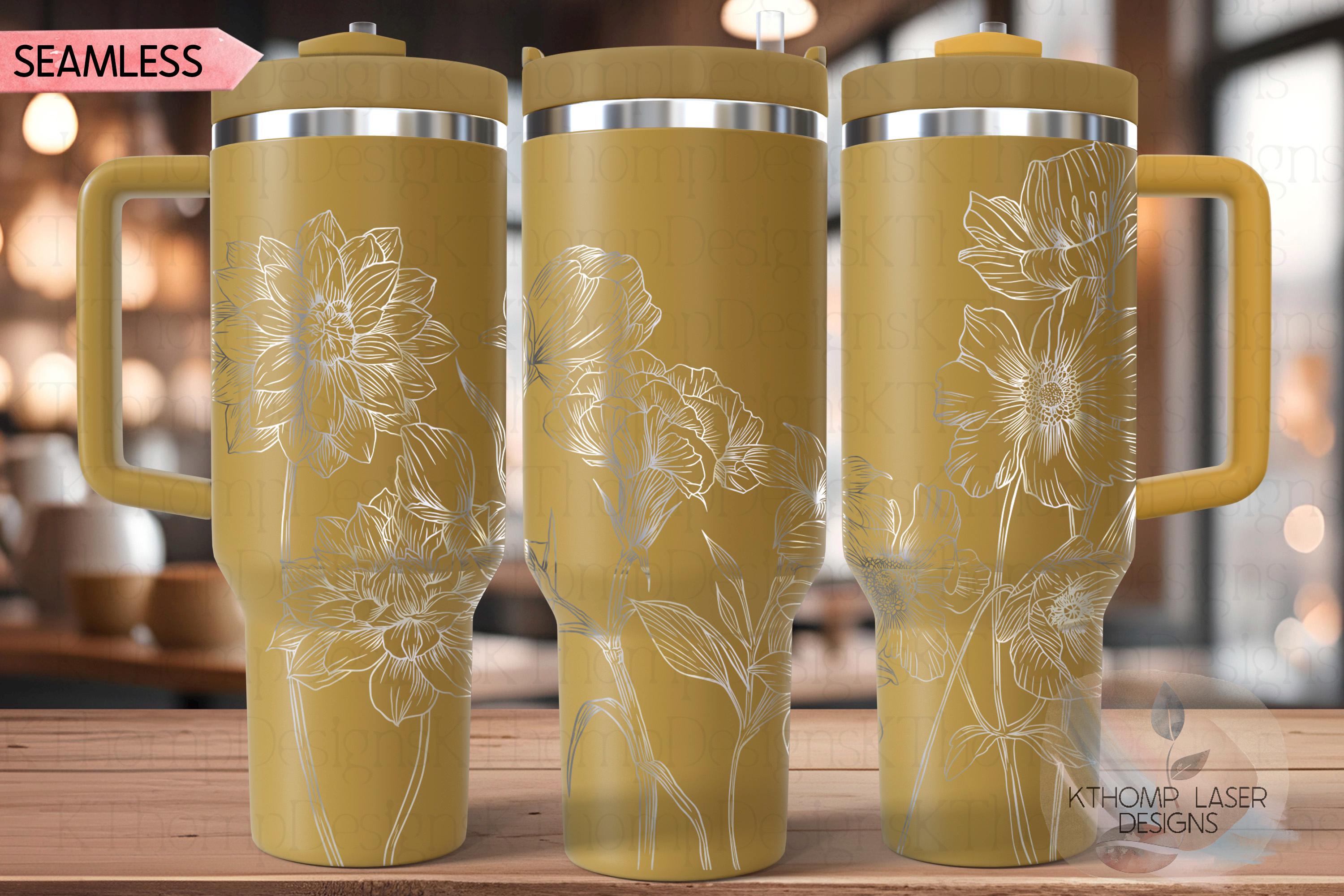 Wildflowers Tumbler Wrap SVG | 40oz Laser Engraving File | Rotary Engrave Digital Design | Floral SVG Design