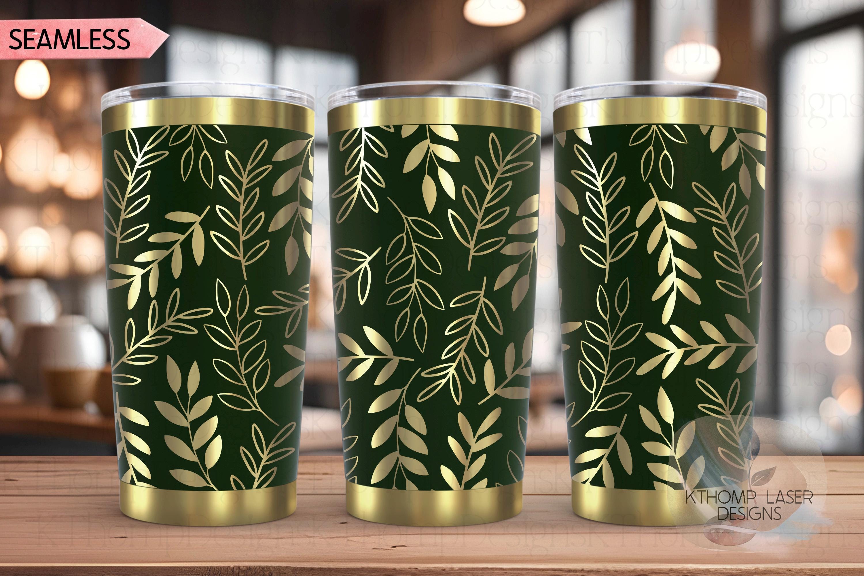 Abstract Leaves Tumbler Wrap SVG | 20oz and 30oz Laser Engraving File | Rotary Engrave Digital Design | Floral SVG Design