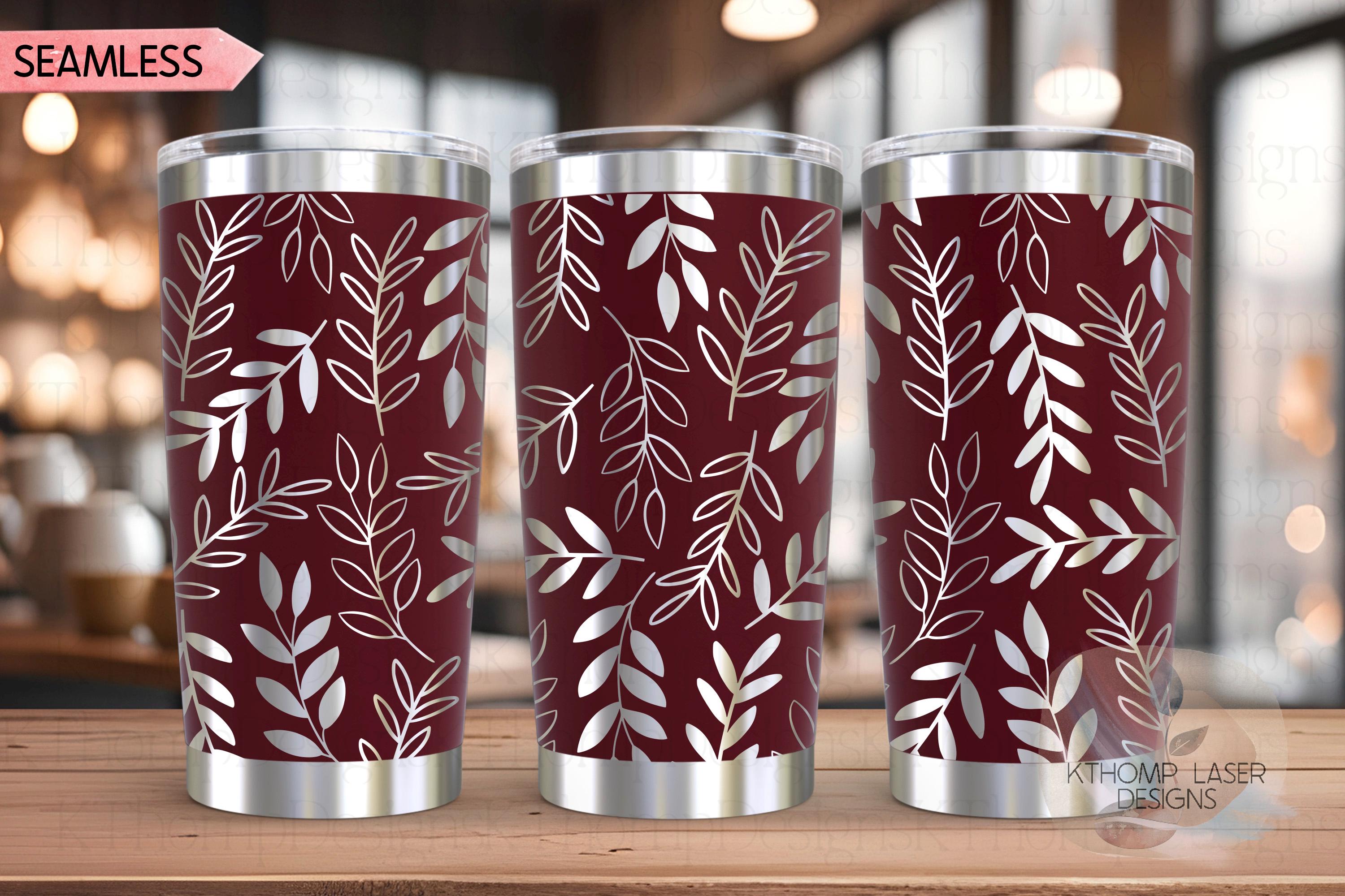 Abstract Leaves Tumbler Wrap SVG | 20oz and 30oz Laser Engraving File | Rotary Engrave Digital Design | Floral SVG Design