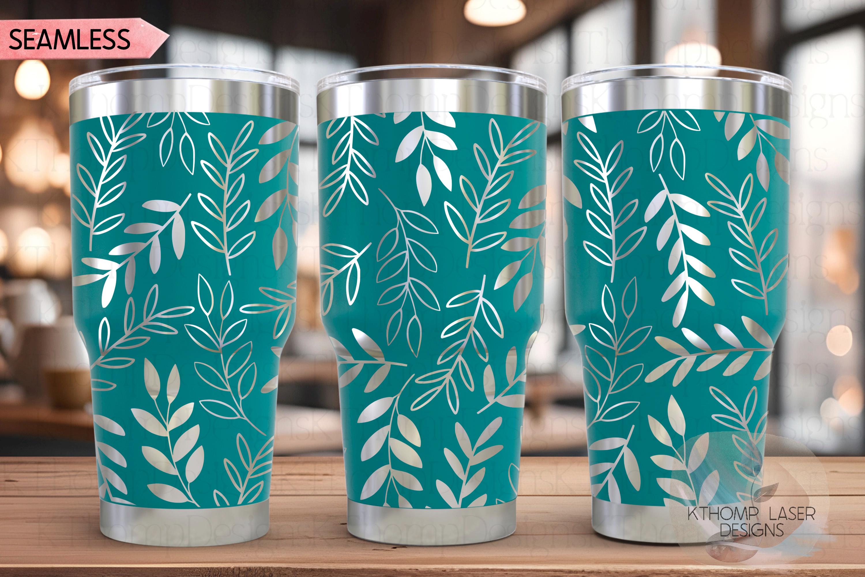 Abstract Leaves Tumbler Wrap SVG | 20oz and 30oz Laser Engraving File | Rotary Engrave Digital Design | Floral SVG Design