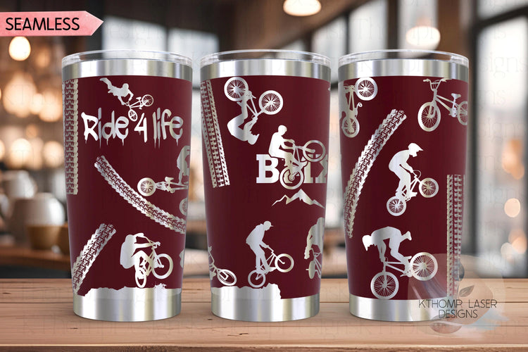 BMX Biker BMX Racing Tumbler Wrap SVG | 20oz and 30oz Laser Engraving File | Rotary Ready Digital Design | Sports Fan Digital Design