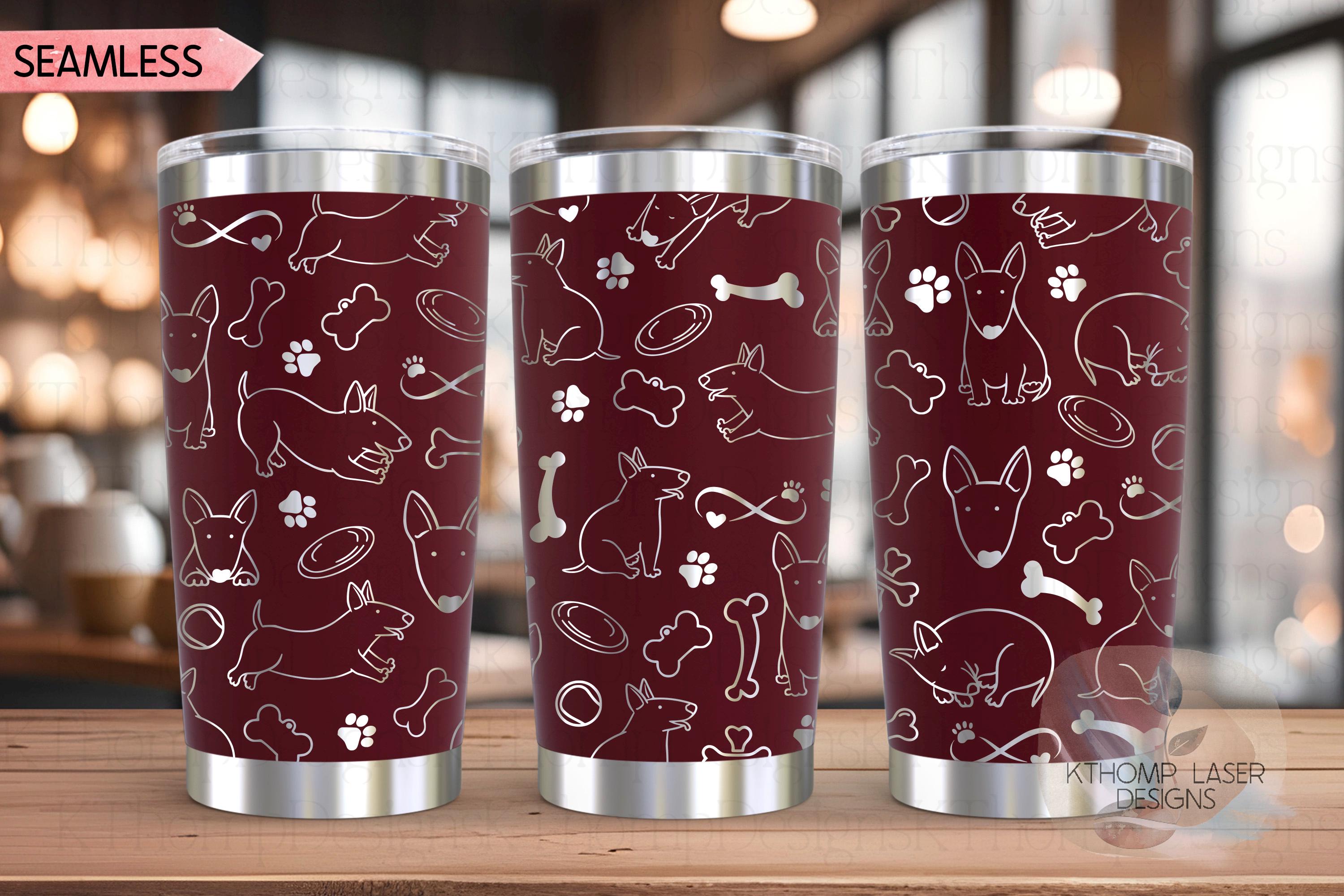 Bull Terrier Tumbler Wrap SVG | 20oz and 30oz Laser Engraving File | Rotary Engrave Digital Design | Dog Lover Gift