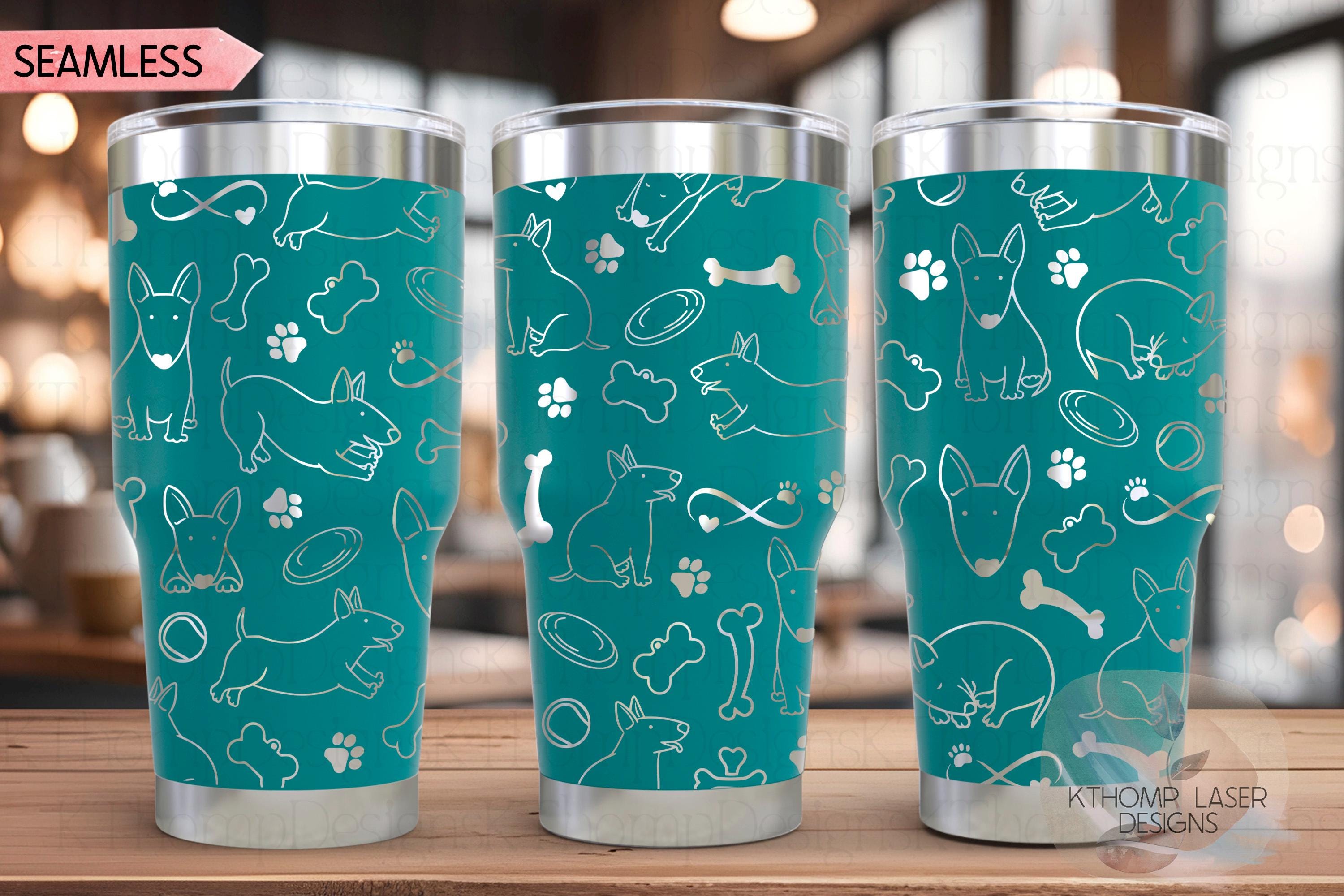 Bull Terrier Tumbler Wrap SVG | 20oz and 30oz Laser Engraving File | Rotary Engrave Digital Design | Dog Lover Gift