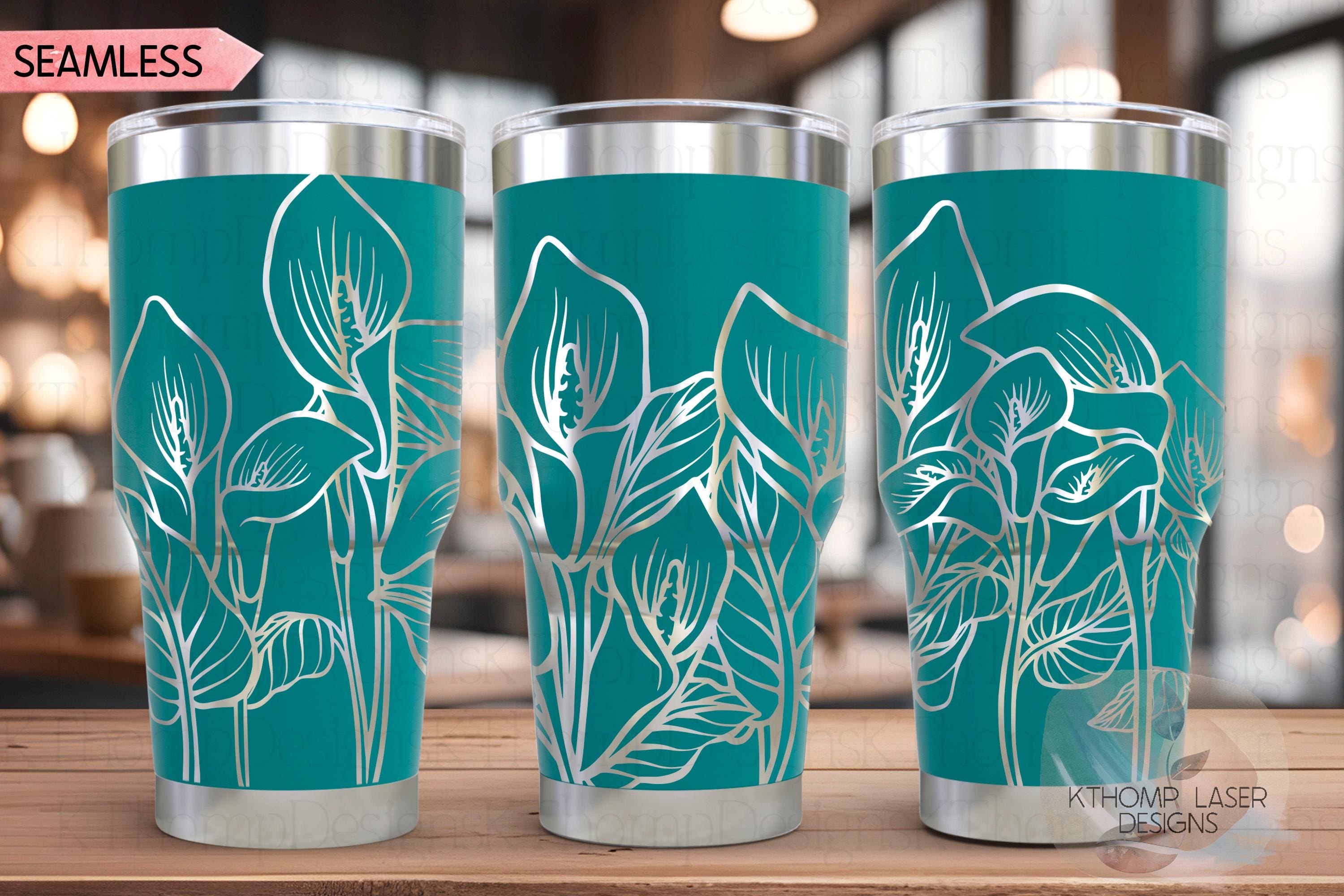 Calla Lilies Tumbler Wrap SVG | 20oz and 30oz Laser Engraving File | Rotary Engrave Digital Design | Floral SVG Design