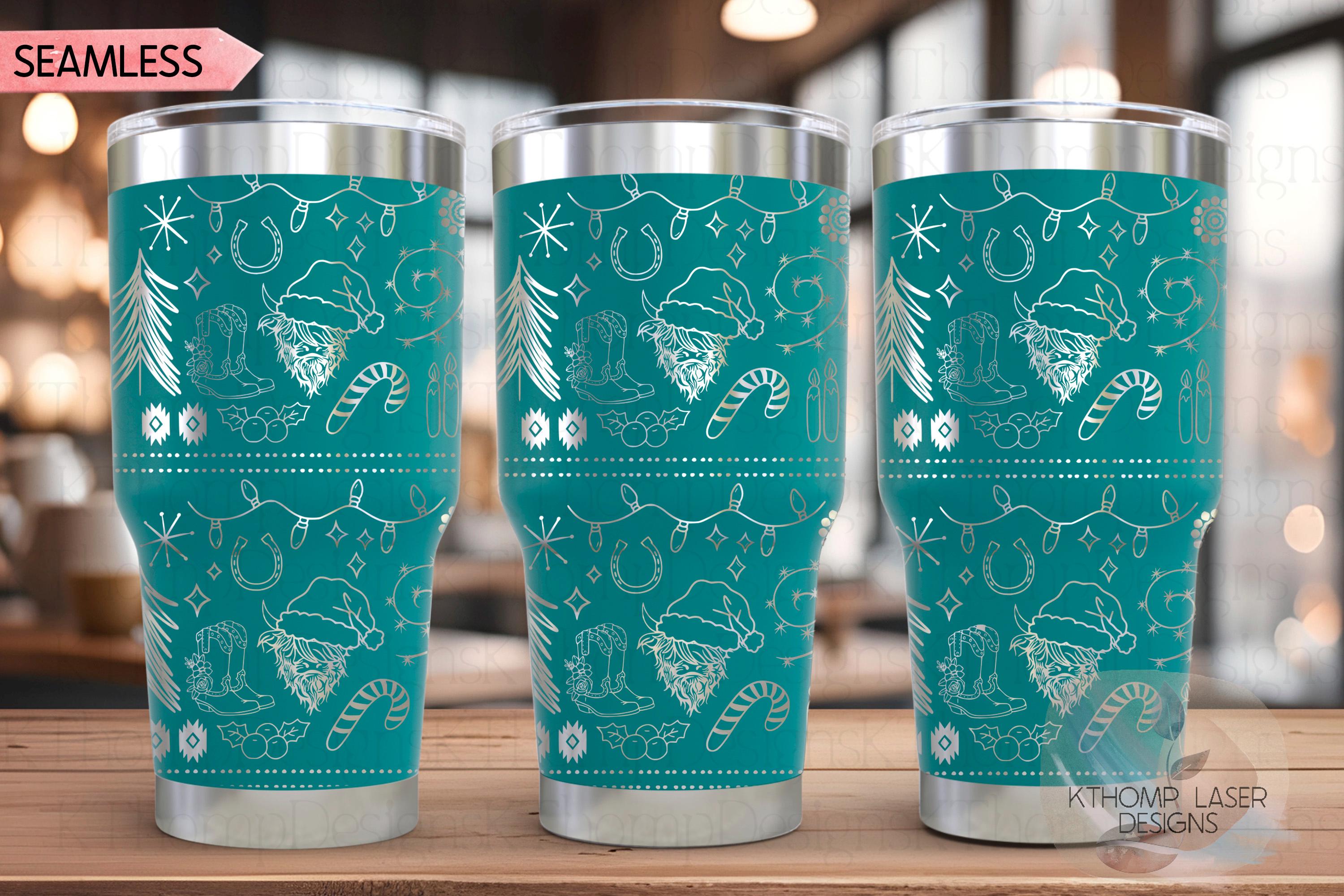 Country Christmas Highland Cow Holiday Tumbler Wrap SVG | 20oz and 30oz Laser Engraving File | Rotary Ready Digital Design | Seasonal SVG