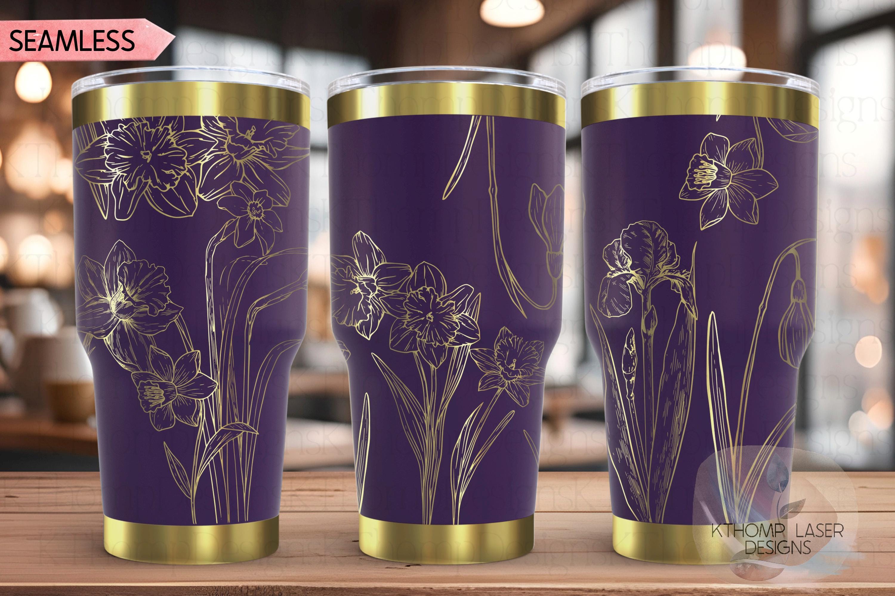 Daffodils Tumbler Wrap SVG | 20oz and 30oz Laser Engraving File | Rotary Engrave Digital Design | Floral SVG Design