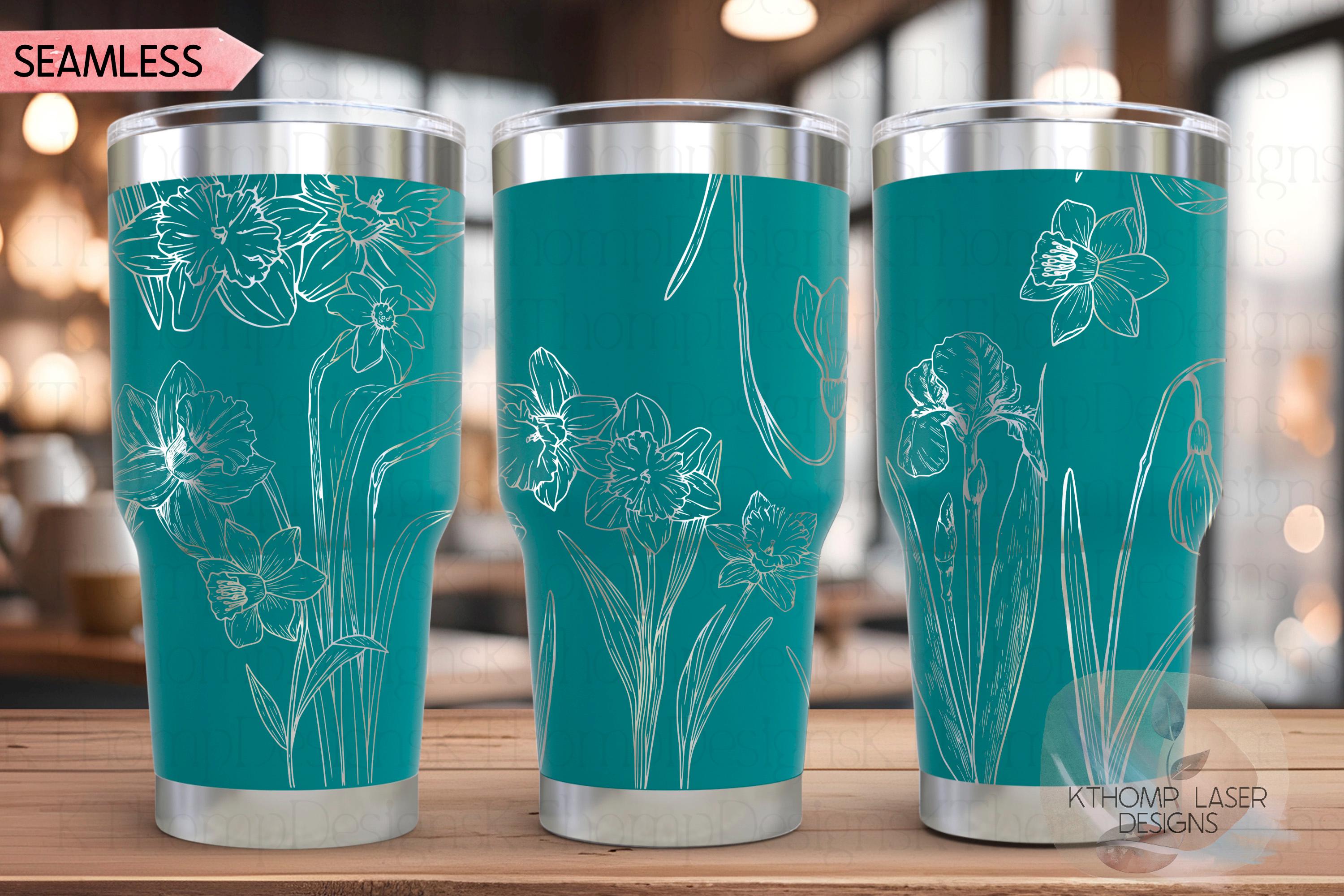 Daffodils Tumbler Wrap SVG | 20oz and 30oz Laser Engraving File | Rotary Engrave Digital Design | Floral SVG Design