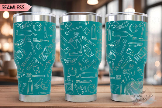 Dentist Tumbler Wrap SVG | 20oz and 30oz Laser Engraving File | Rotary Ready Digital Design | Career Gift SVG