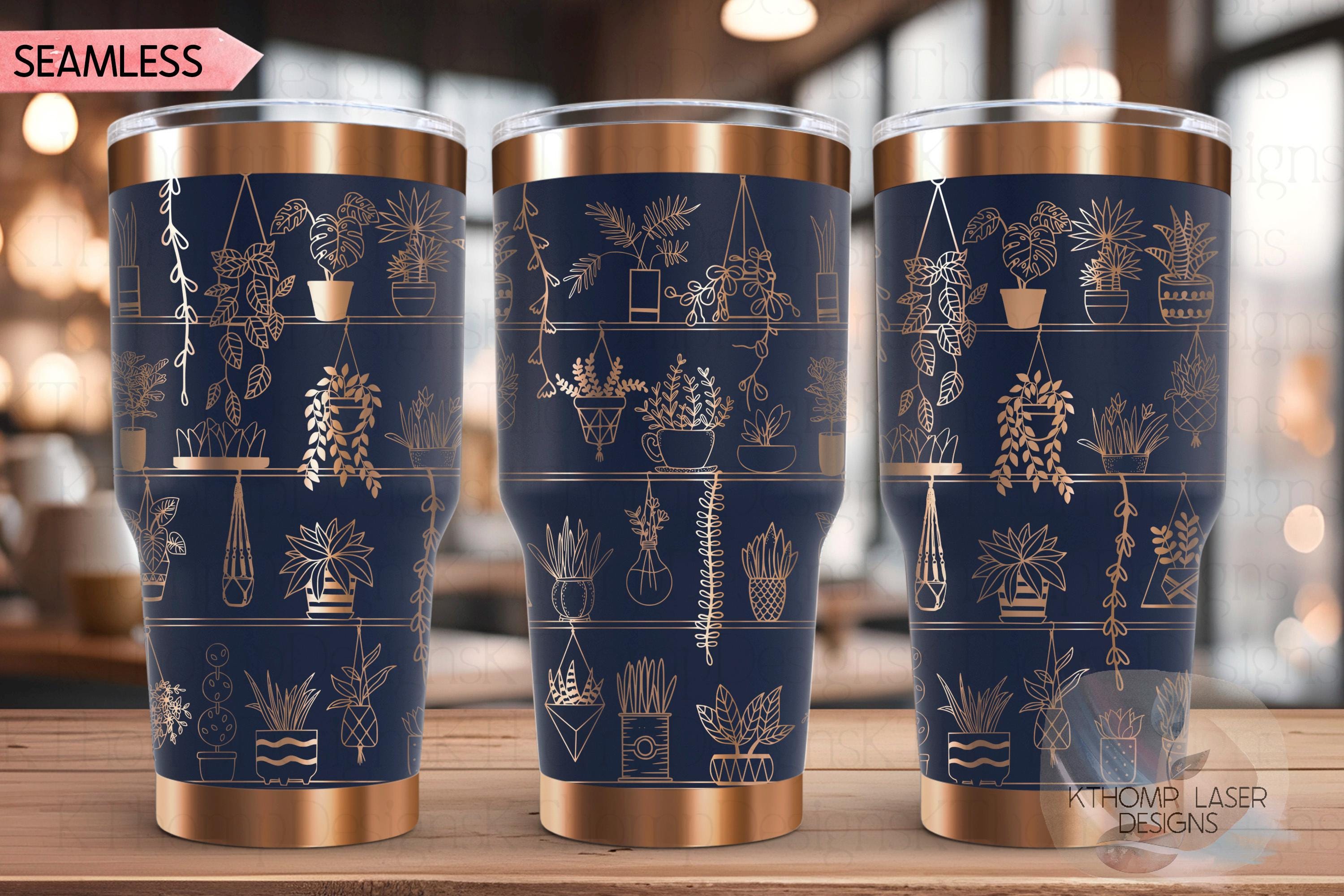Potted Plant Shelves Tumbler Wrap SVG | 20oz and 30oz Laser Engraving File | Rotary Engrave Digital Design | Floral SVG Design