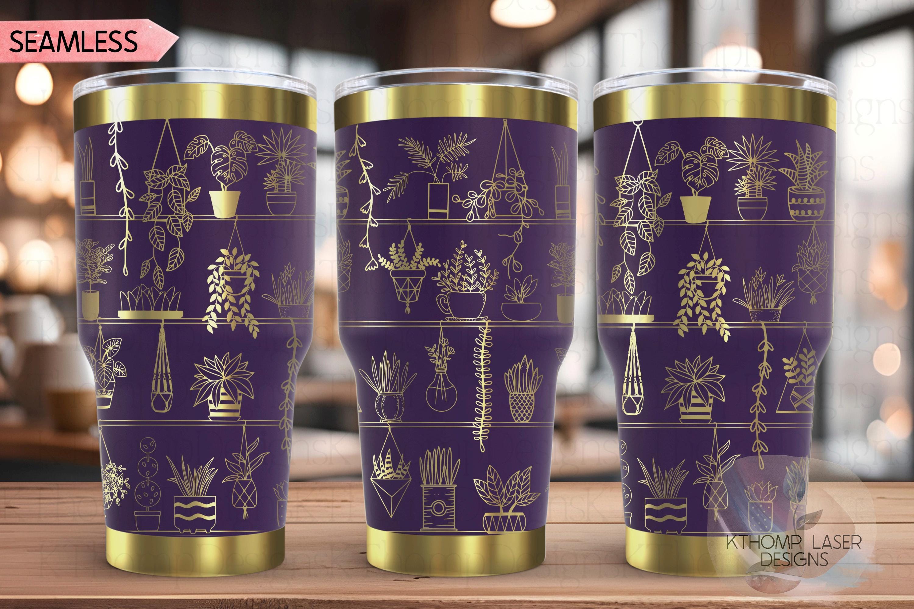 Potted Plant Shelves Tumbler Wrap SVG | 20oz and 30oz Laser Engraving File | Rotary Engrave Digital Design | Floral SVG Design