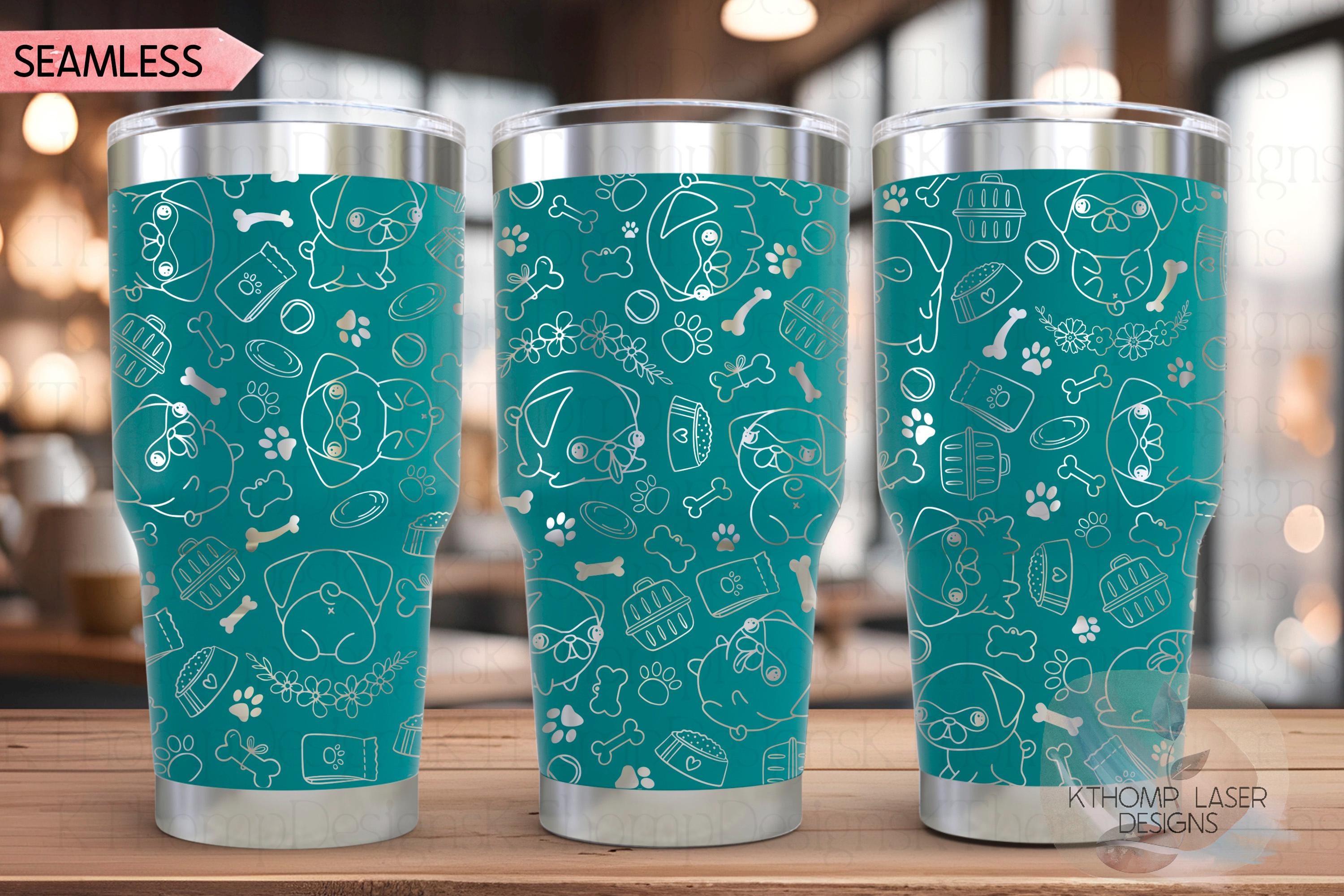 Pugs Tumbler Wrap SVG | 20oz and 30oz Laser Engraving File | Rotary Engrave Digital Design | Dog Lover Gift