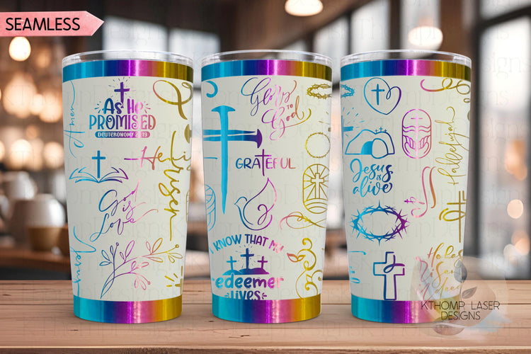 Religious Easter Jesus Holiday Tumbler Wrap SVG | 20oz and 30oz Laser Engraving File | Rotary Ready Digital Design | Seasonal SVG