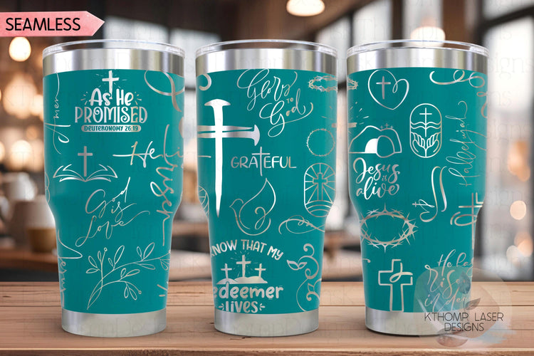 Religious Easter Jesus Holiday Tumbler Wrap SVG | 20oz and 30oz Laser Engraving File | Rotary Ready Digital Design | Seasonal SVG