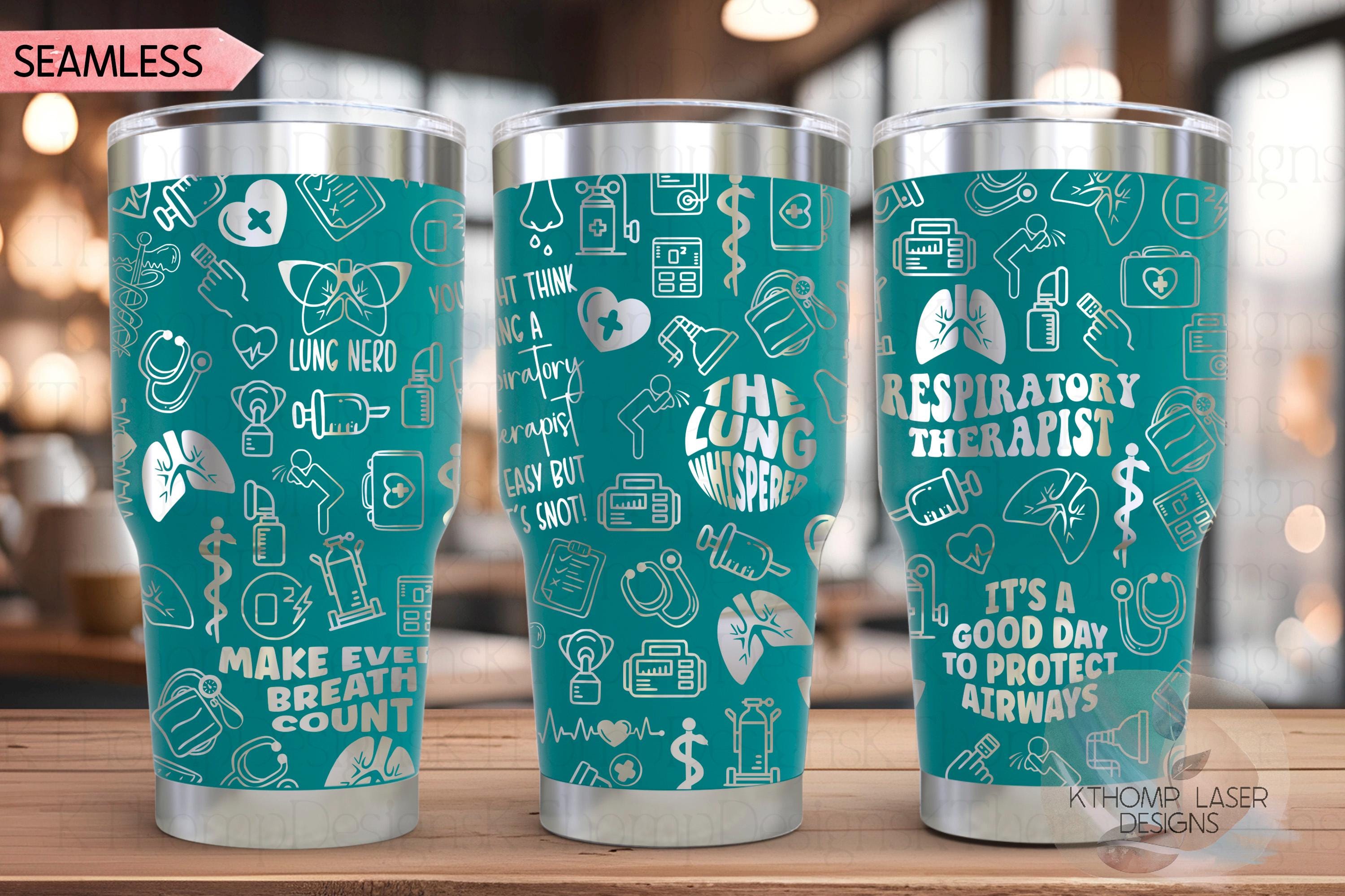 Respiratory Therapist Tumbler Wrap SVG | 20oz and 30oz Laser Engraving File | Rotary Ready Digital Design | Career Gift SVG