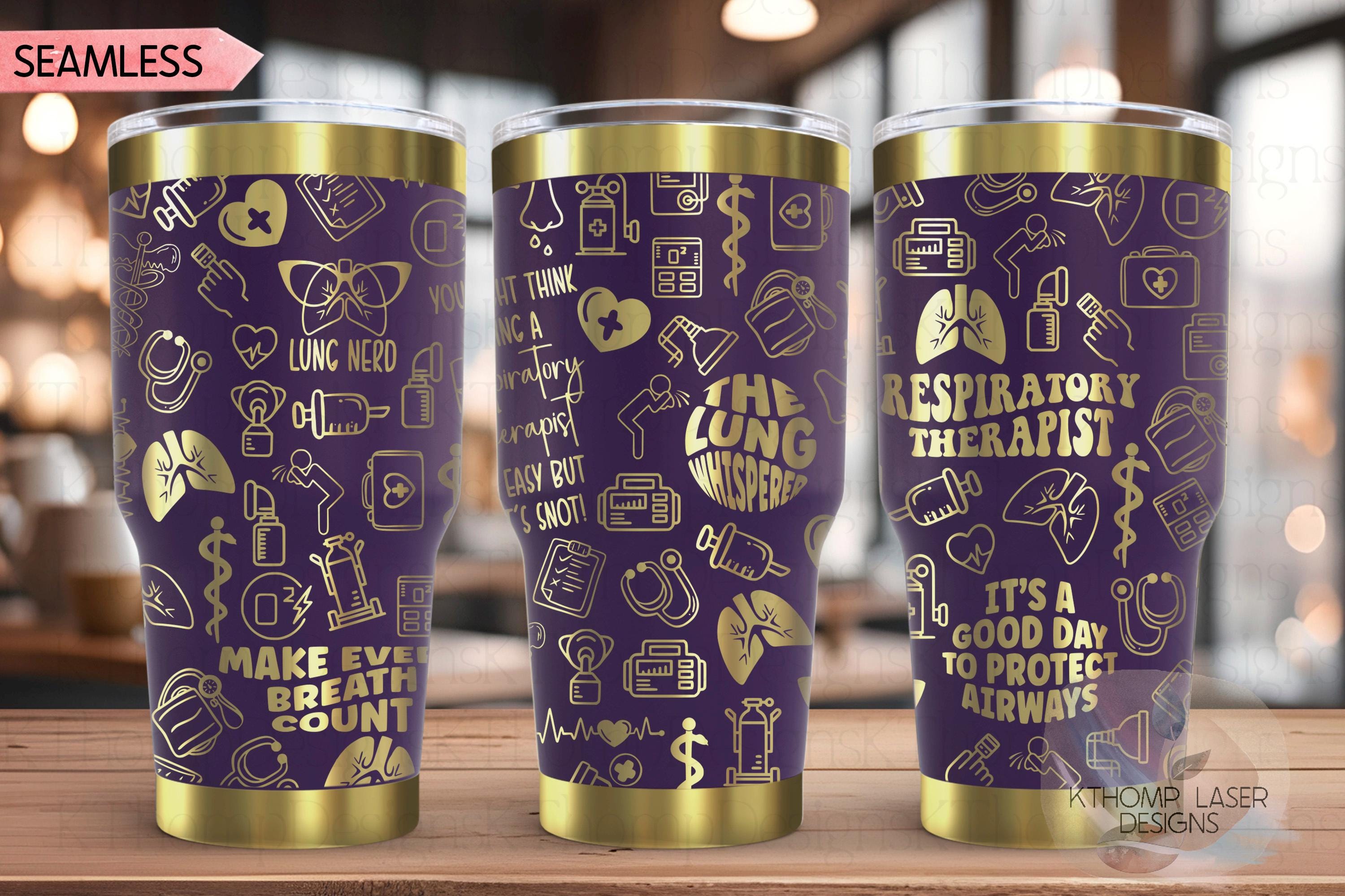 Respiratory Therapist Tumbler Wrap SVG | 20oz and 30oz Laser Engraving File | Rotary Ready Digital Design | Career Gift SVG