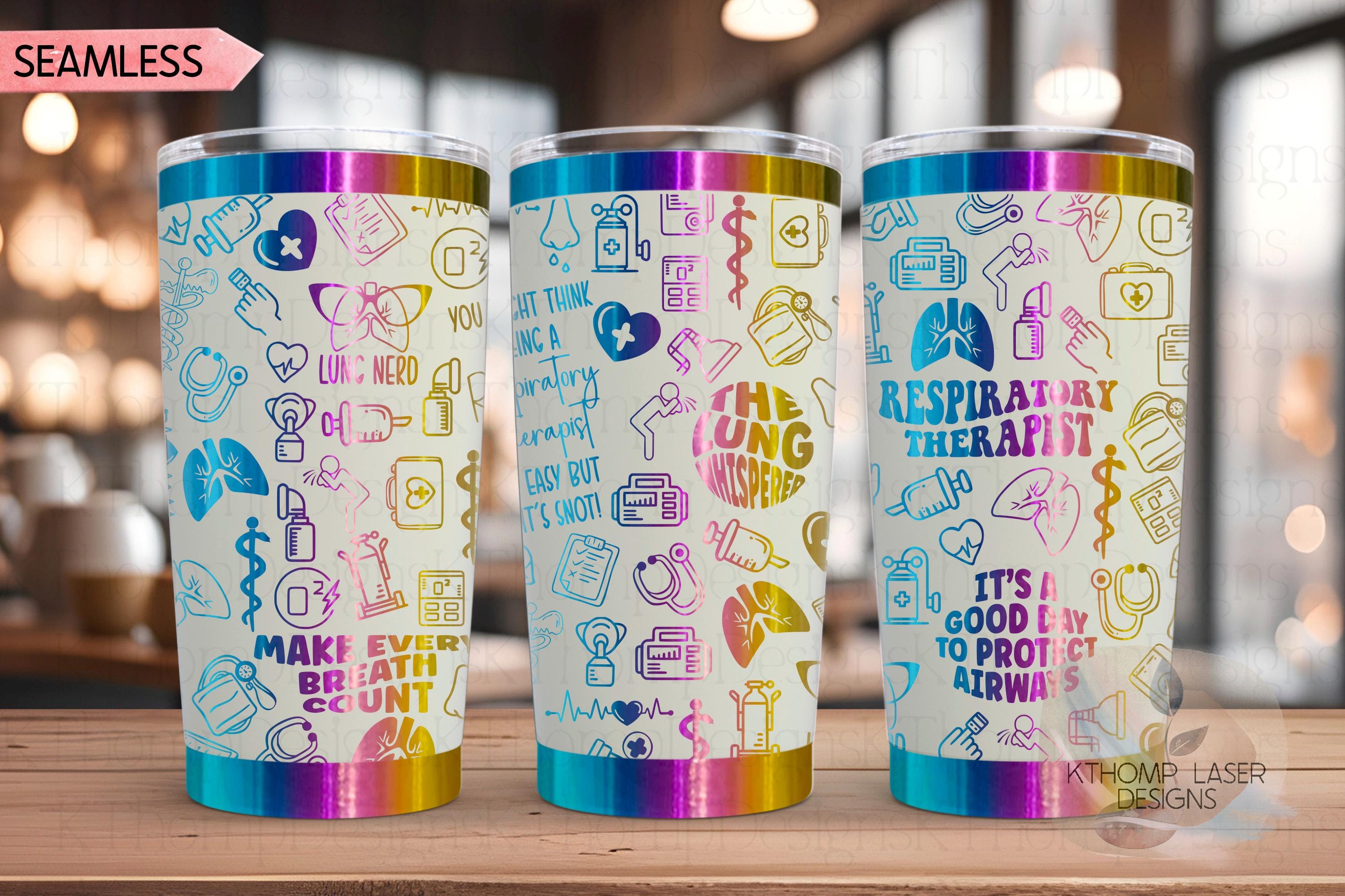 Respiratory Therapist Tumbler Wrap SVG | 20oz and 30oz Laser Engraving File | Rotary Ready Digital Design | Career Gift SVG