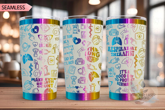 Respiratory Therapist Tumbler Wrap SVG | 20oz and 30oz Laser Engraving File | Rotary Ready Digital Design | Career Gift SVG