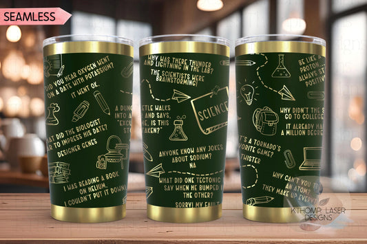Science Puns Tumbler Wrap SVG | 20oz and 30oz Laser Engraving File | Rotary Ready Digital Design | Career Gift SVG