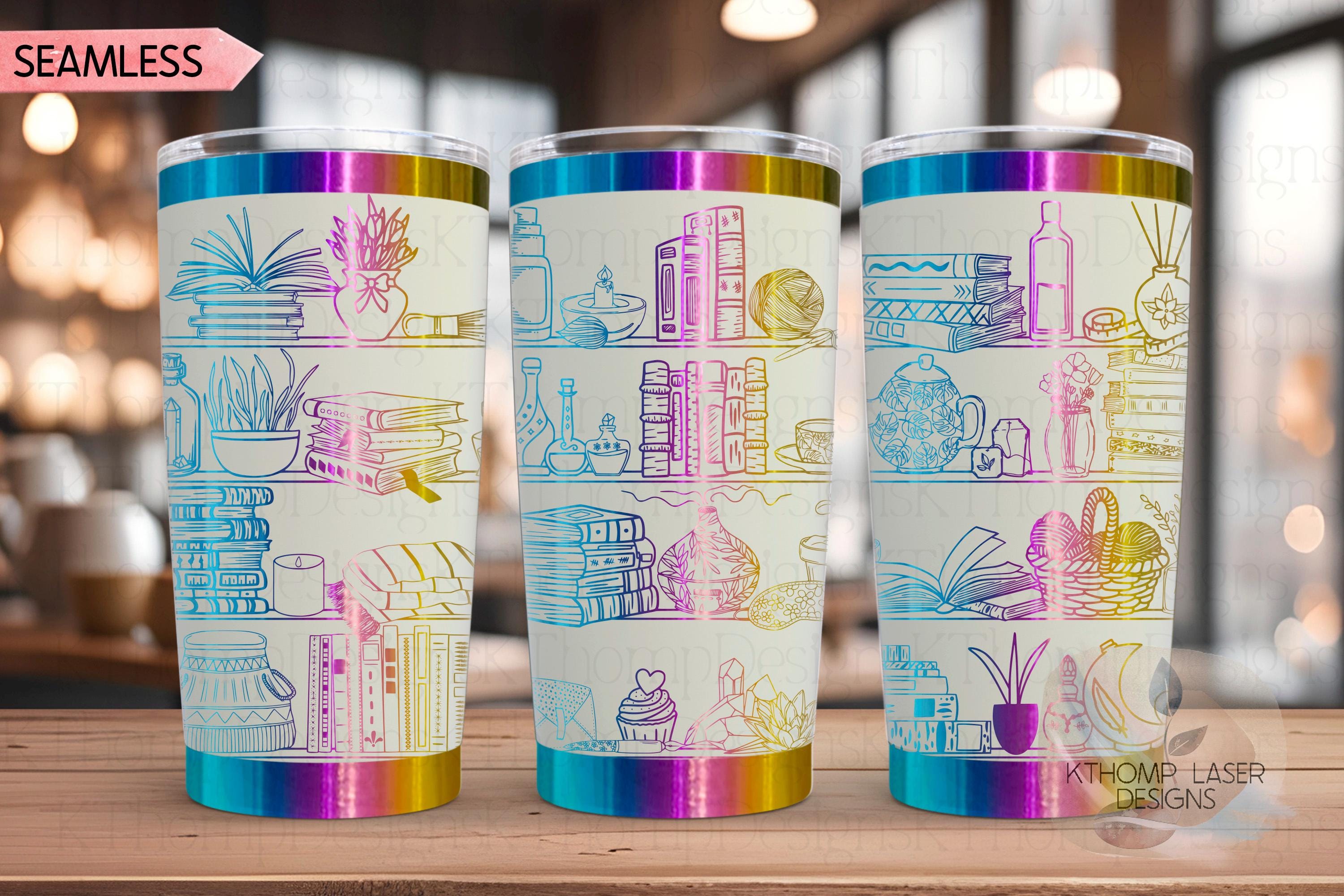 Self Care Shelves Tumbler Wrap SVG | 20oz and 30oz Laser Engraving File | Rotary Ready Digital Design | Support Awareness SVG