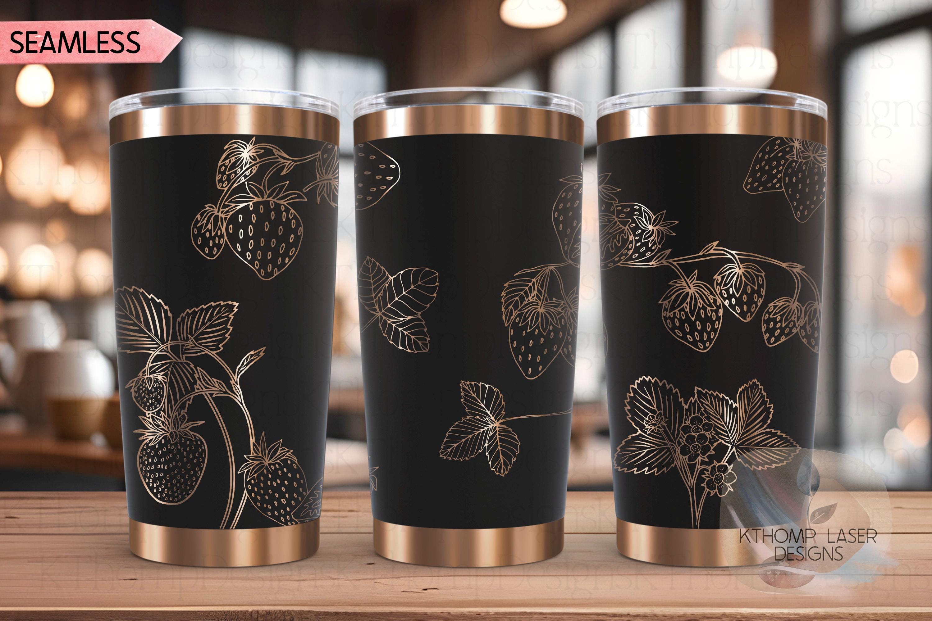 Strawberries Fruit Tumbler Wrap SVG | 20oz and 30oz Laser Engraving File | Rotary Ready Digital Design | Foodie SVG