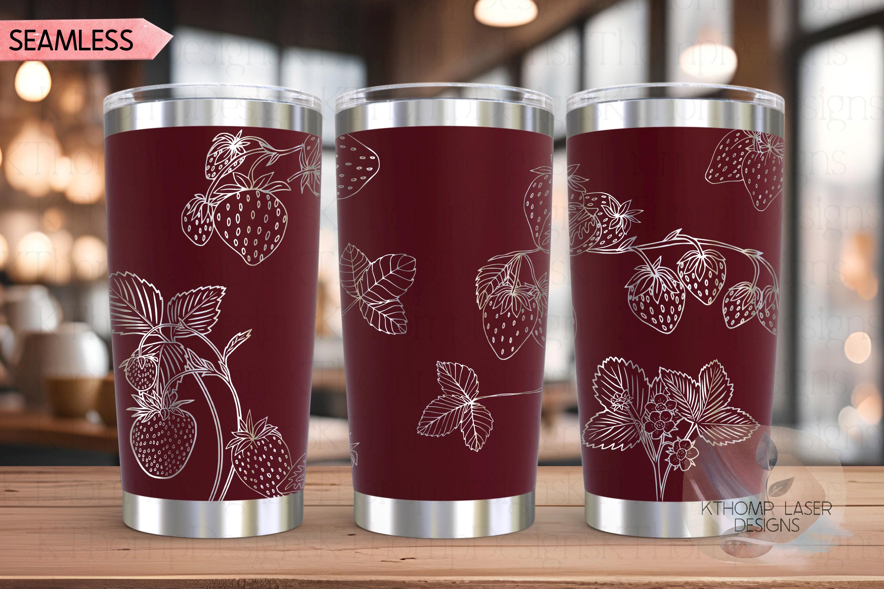 Strawberries Fruit Tumbler Wrap SVG | 20oz and 30oz Laser Engraving File | Rotary Ready Digital Design | Foodie SVG