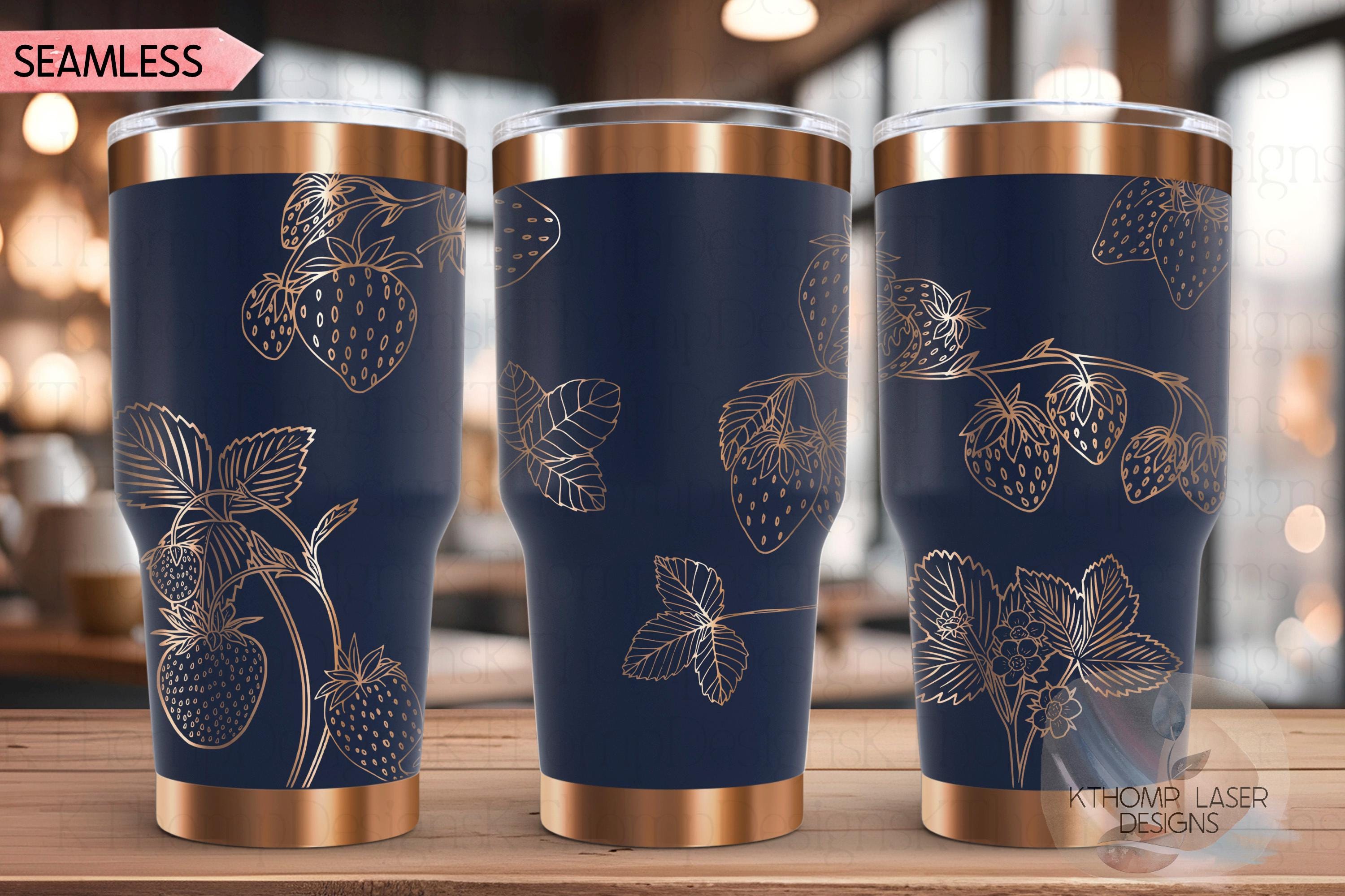 Strawberries Fruit Tumbler Wrap SVG | 20oz and 30oz Laser Engraving File | Rotary Ready Digital Design | Foodie SVG