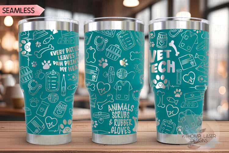 Veterinarian Vet Tech Tumbler Wrap SVG | 20oz and 30ozLaser Engraving File | Rotary Ready Digital Design | Career Gift SVG