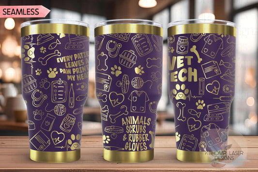 Veterinarian Vet Tech Tumbler Wrap SVG | 20oz and 30ozLaser Engraving File | Rotary Ready Digital Design | Career Gift SVG