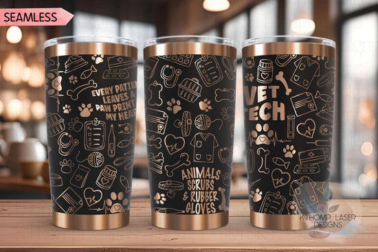 Veterinarian Vet Tech Tumbler Wrap SVG | 20oz and 30ozLaser Engraving File | Rotary Ready Digital Design | Career Gift SVG