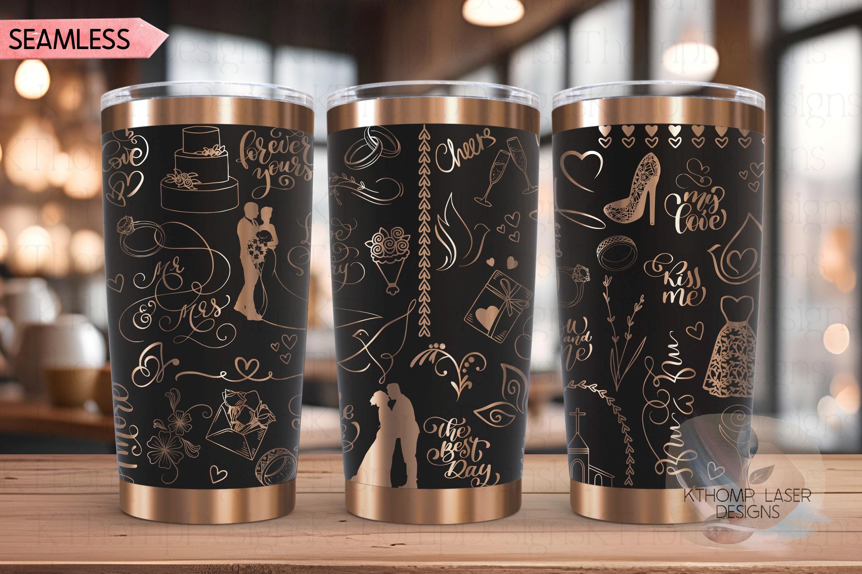 Wedding Bride Marriage Tumbler Wrap SVG | 20oz and 30oz Laser Engraving File | Rotary Ready Digital Design | Graduation Wedding SVG