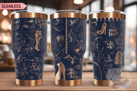 Wedding Bride Marriage Tumbler Wrap SVG | 20oz and 30oz Laser Engraving File | Rotary Ready Digital Design | Graduation Wedding SVG