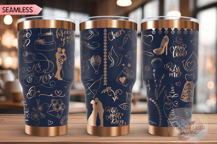 Wedding Bride Marriage Tumbler Wrap SVG | 20oz and 30oz Laser Engraving File | Rotary Ready Digital Design | Graduation Wedding SVG