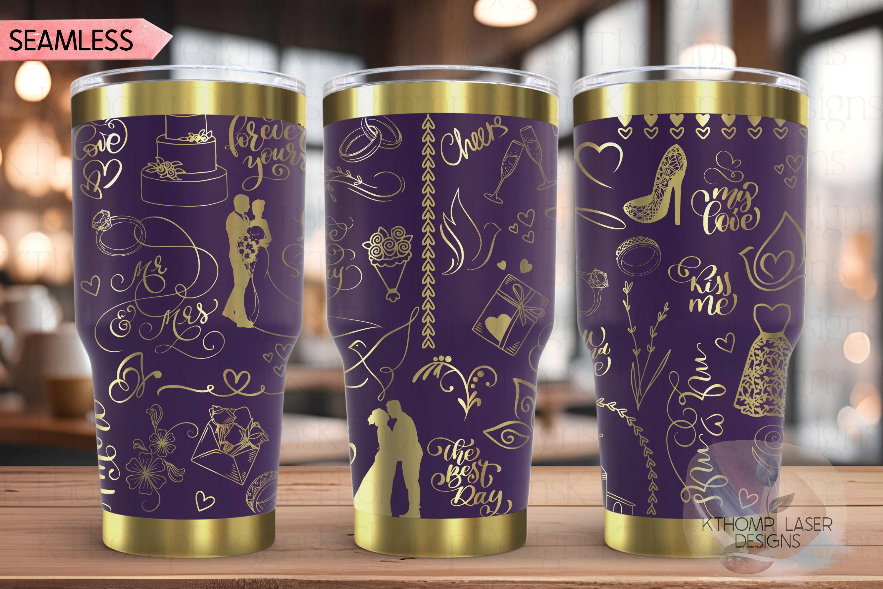 Wedding Bride Marriage Tumbler Wrap SVG | 20oz and 30oz Laser Engraving File | Rotary Ready Digital Design | Graduation Wedding SVG