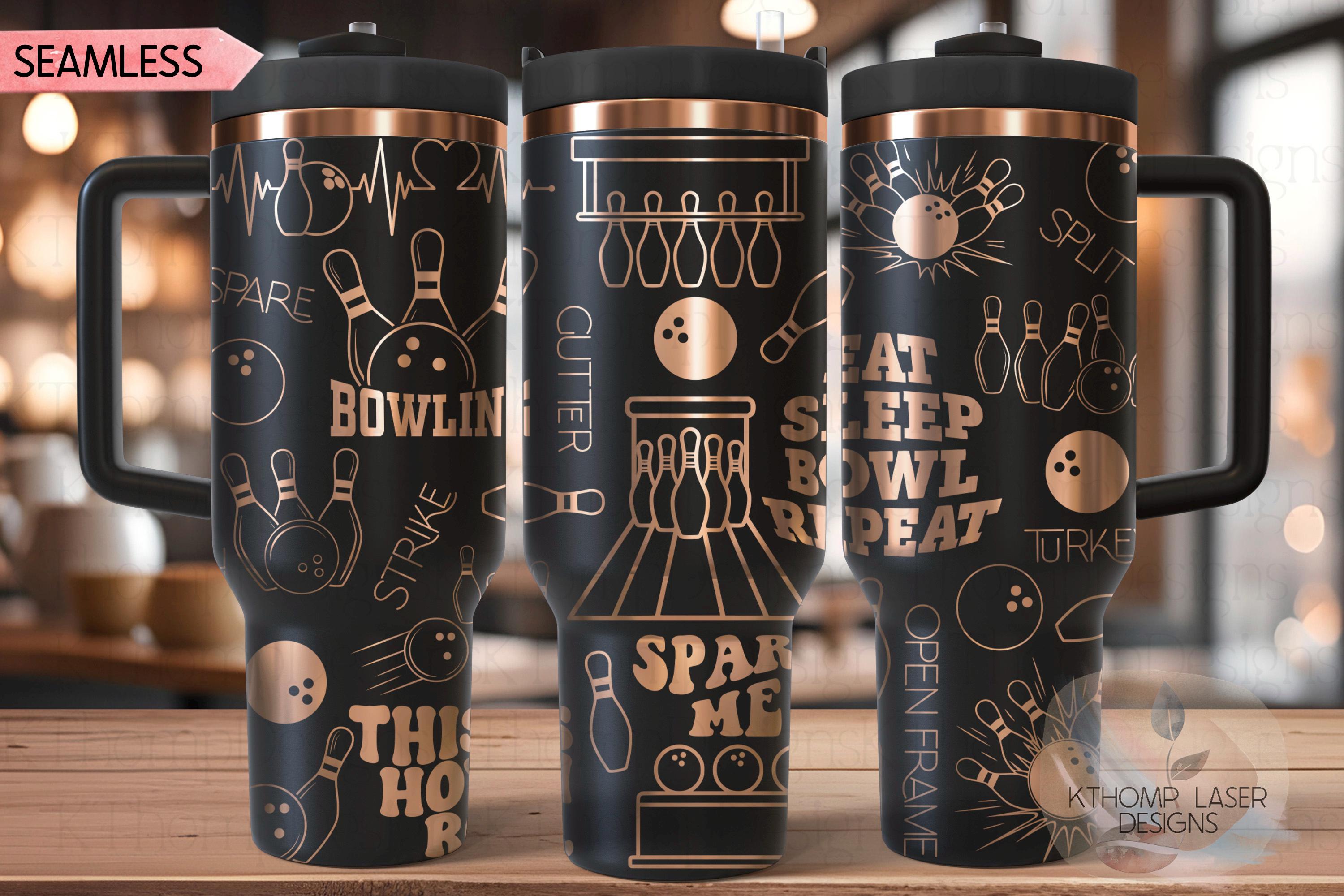 Bowler Bowling League Tumbler Wrap SVG | 40oz Laser Engraving File | Rotary Ready Digital Design | Sports Fan SVG