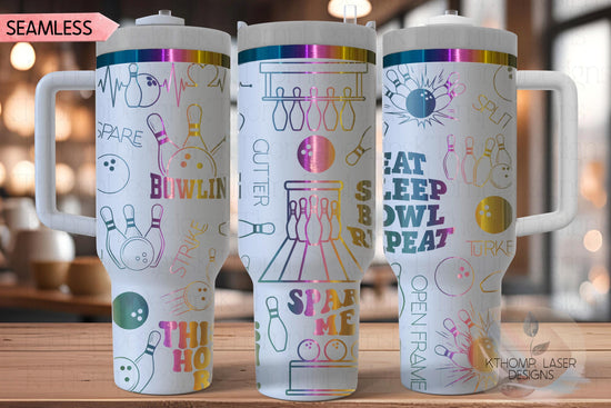 Bowler Bowling League Tumbler Wrap SVG | 40oz Laser Engraving File | Rotary Ready Digital Design | Sports Fan SVG
