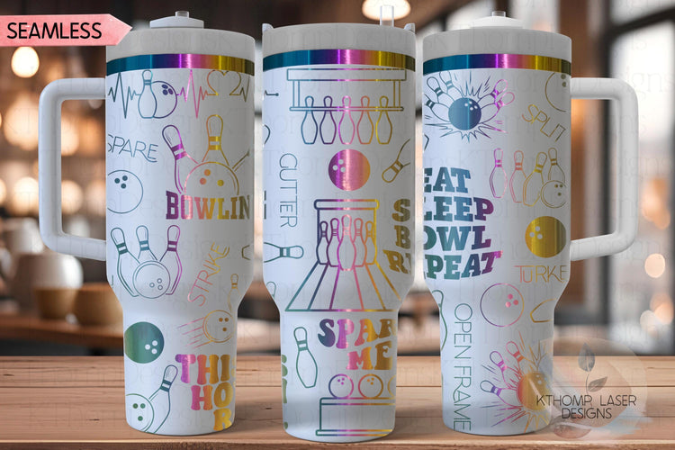 Bowler Bowling League Tumbler Wrap SVG | 40oz Laser Engraving File | Rotary Ready Digital Design | Sports Fan SVG