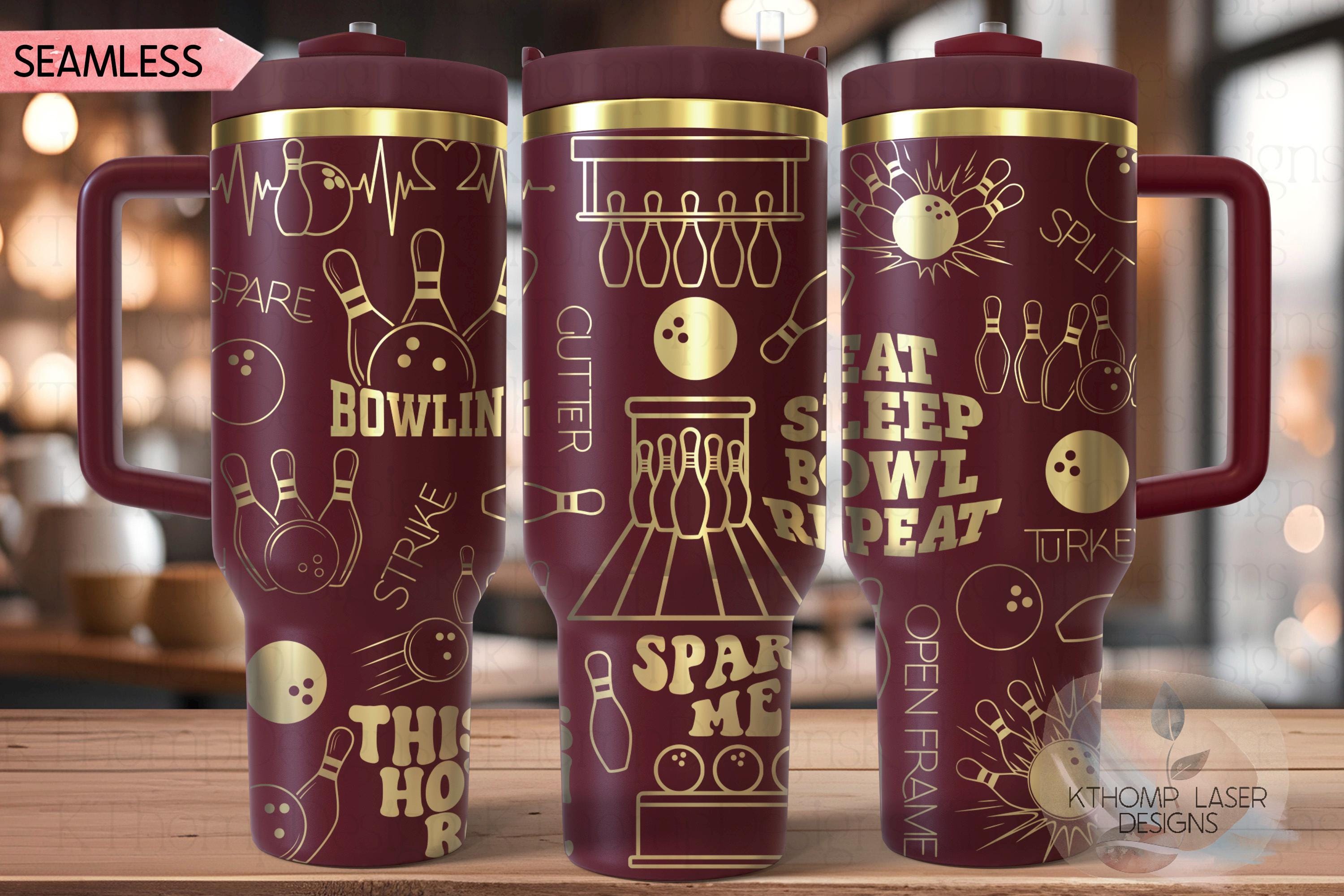 Bowler Bowling League Tumbler Wrap SVG | 40oz Laser Engraving File | Rotary Ready Digital Design | Sports Fan SVG