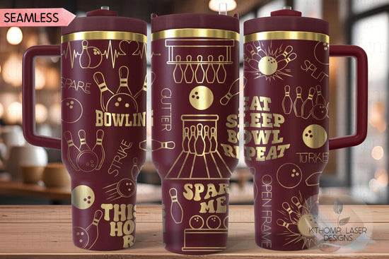Bowler Bowling League Tumbler Wrap SVG | 40oz Laser Engraving File | Rotary Ready Digital Design | Sports Fan SVG