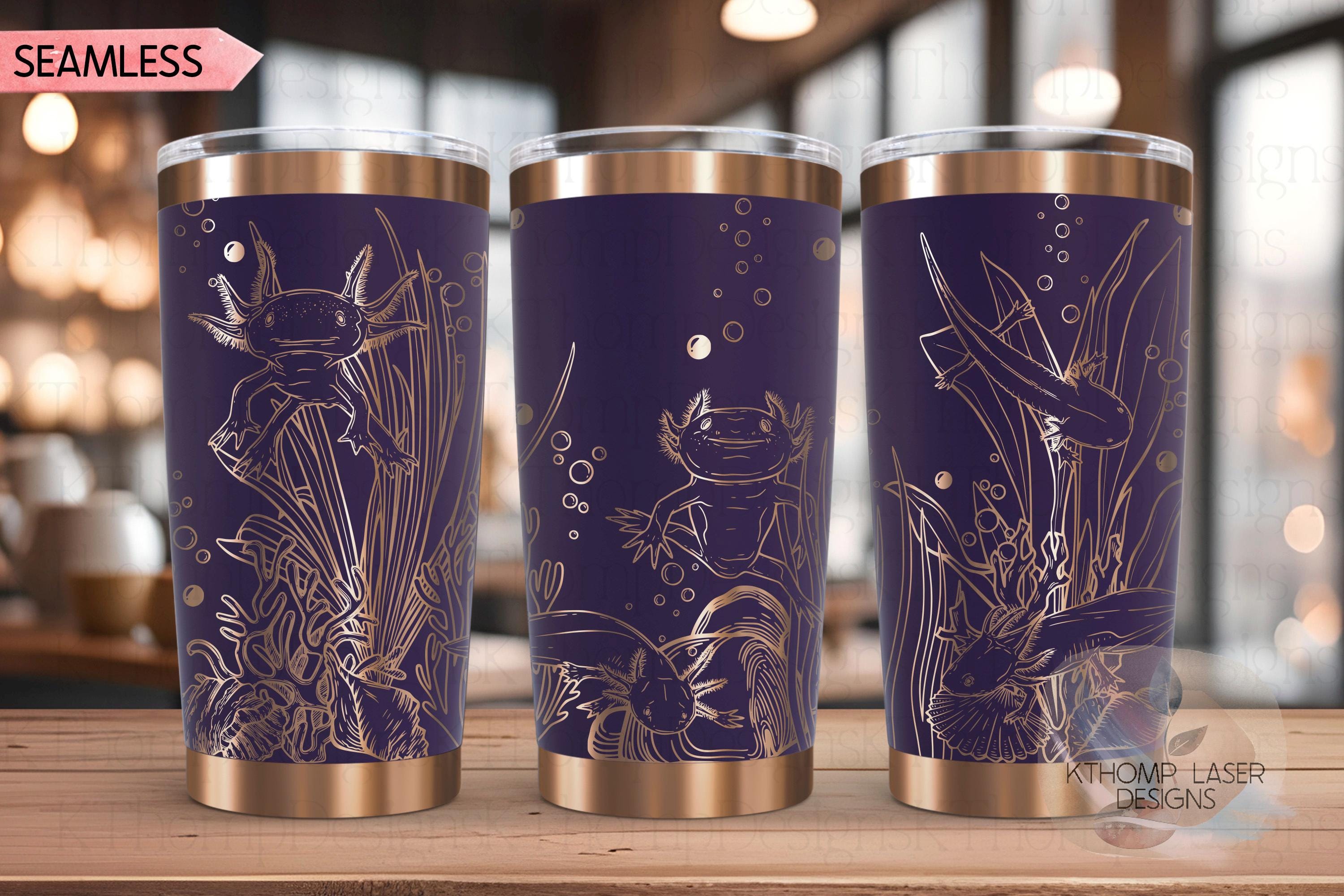 Axolotls Tumbler Wrap SVG | 20oz and 30oz Laser Engraving File | Rotary Ready Digital Design | Ocean Nautical SVG