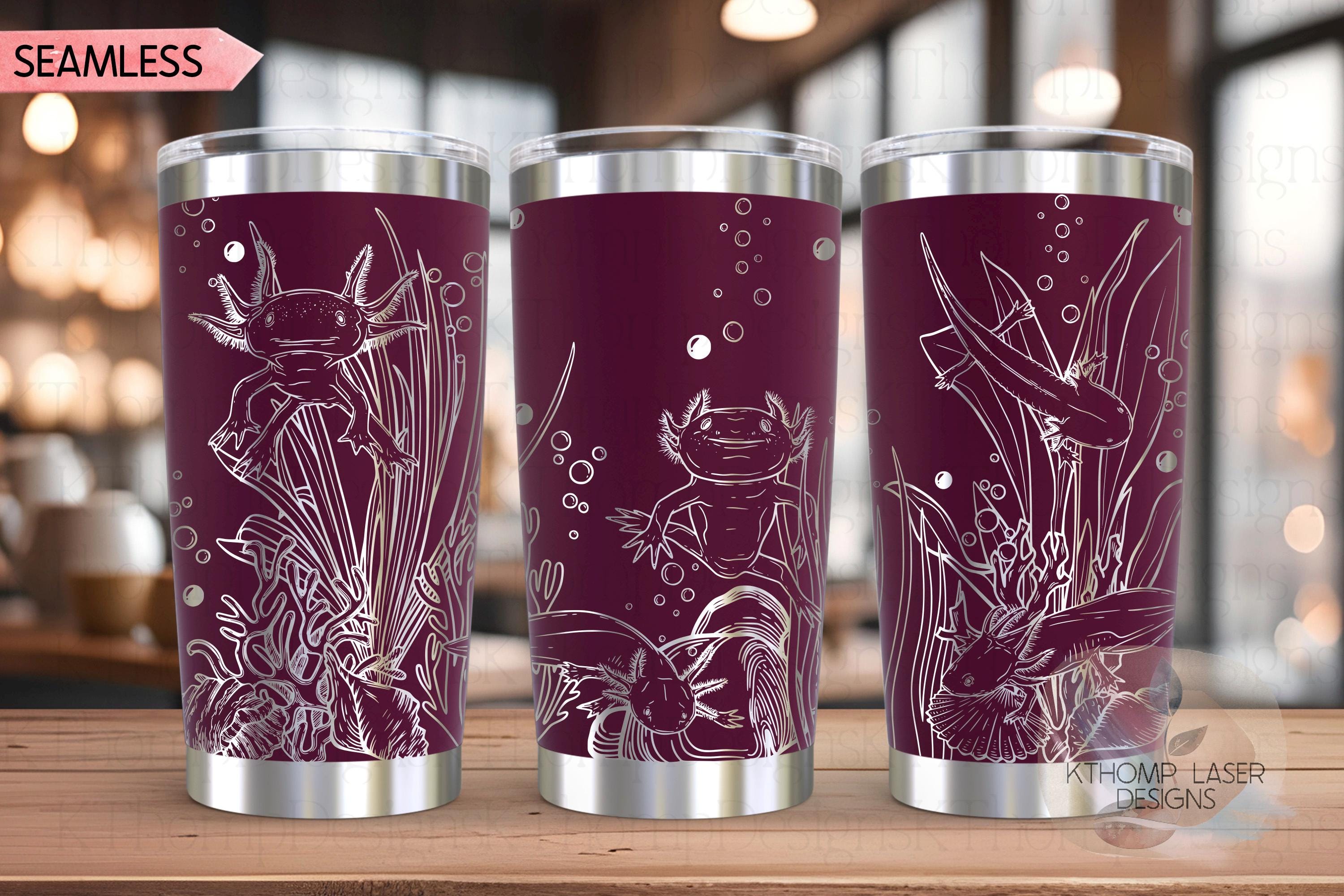 Axolotls Tumbler Wrap SVG | 20oz and 30oz Laser Engraving File | Rotary Ready Digital Design | Ocean Nautical SVG