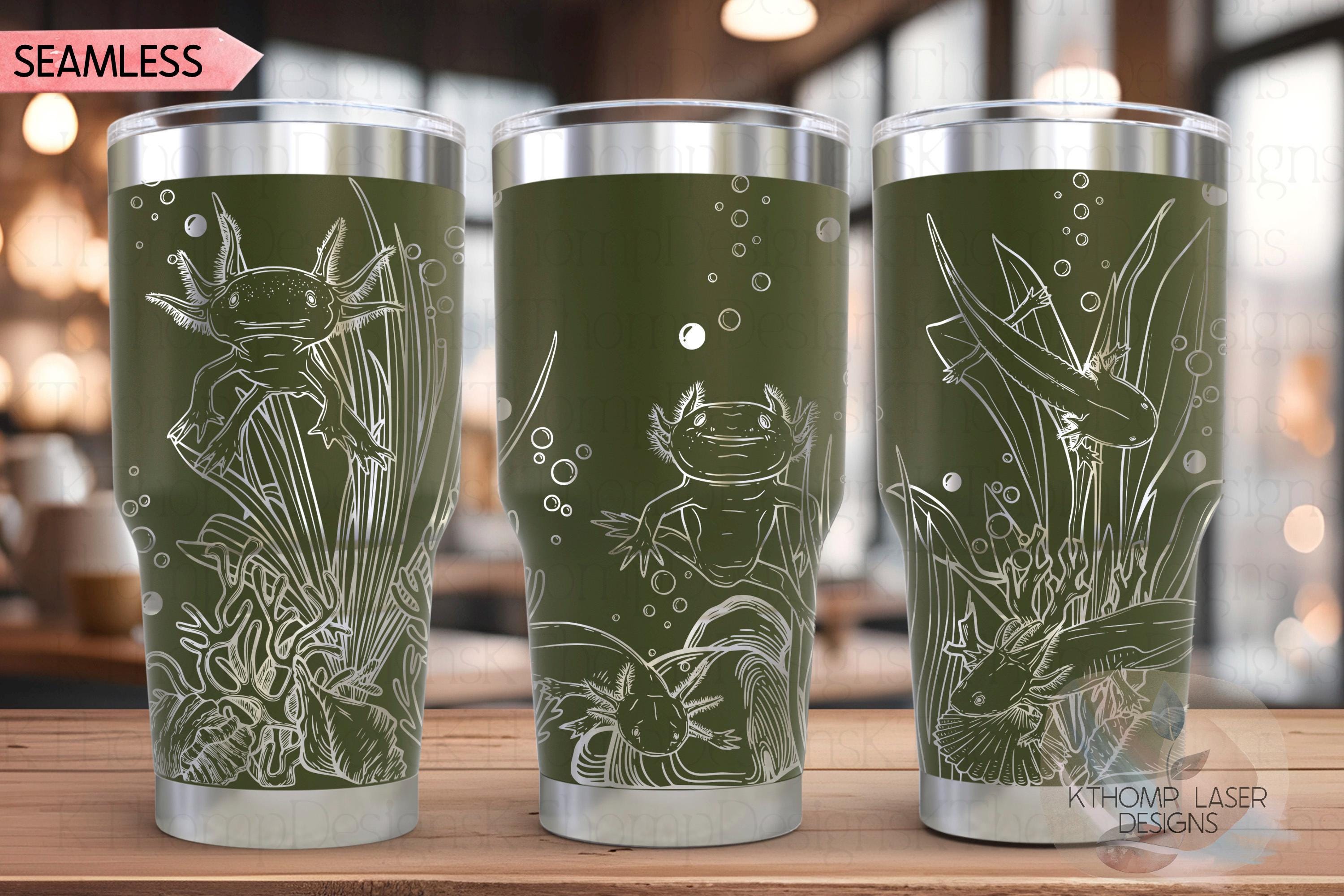 Axolotls Tumbler Wrap SVG | 20oz and 30oz Laser Engraving File | Rotary Ready Digital Design | Ocean Nautical SVG