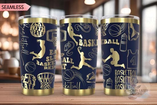 Basketball Fan Male Sports Tumbler Wrap SVG | 20oz and 30oz Laser Engraving File | Rotary Ready Digital Design | Sports Fan SVG