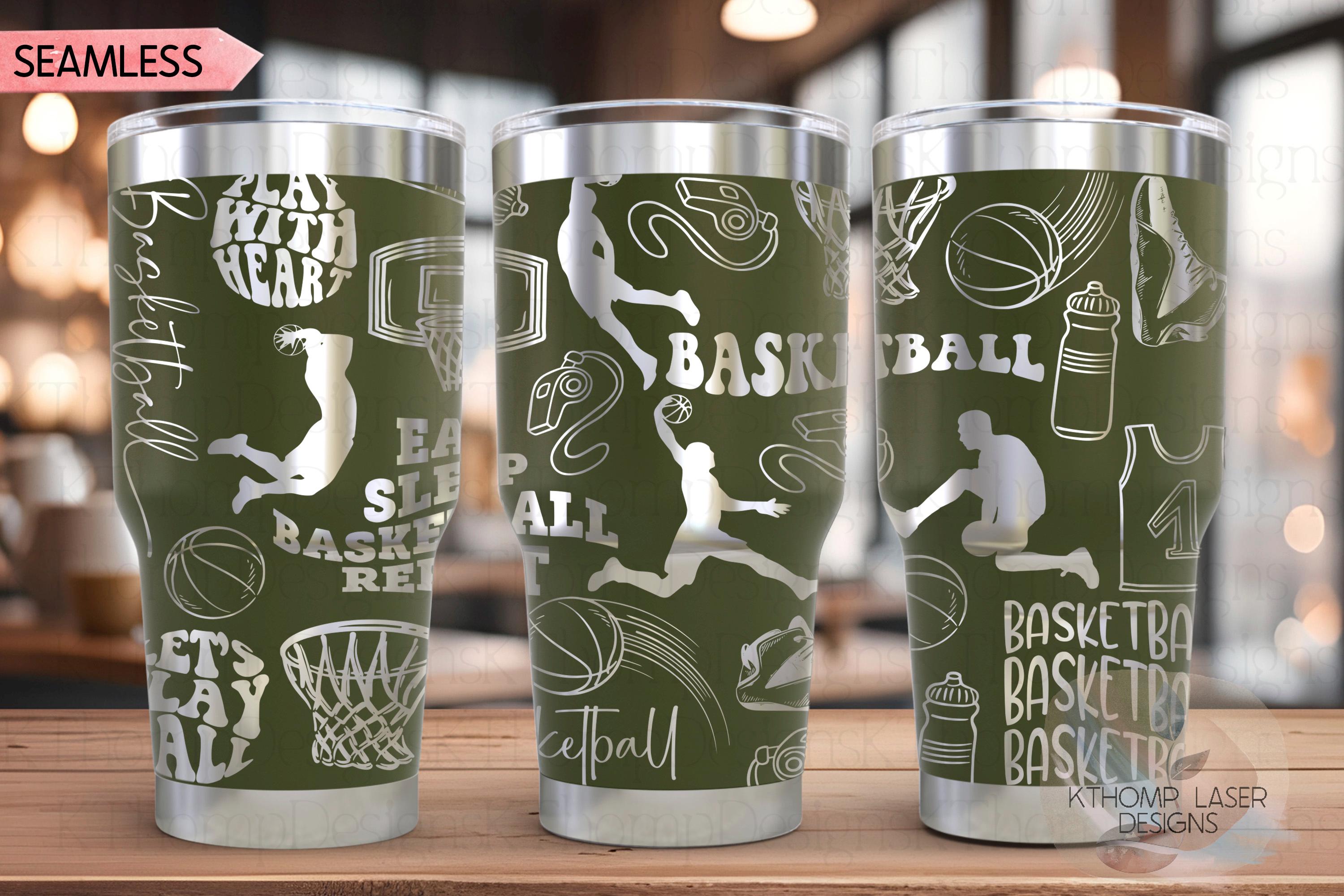 Basketball Fan Male Sports Tumbler Wrap SVG | 20oz and 30oz Laser Engraving File | Rotary Ready Digital Design | Sports Fan SVG