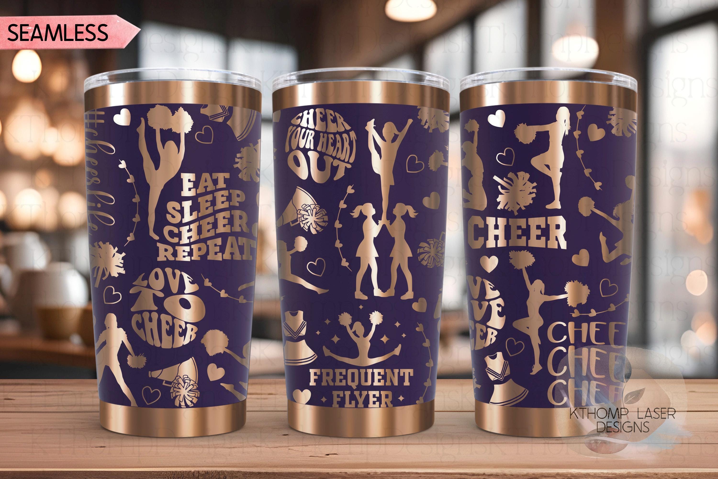 Cheer Tumbler Wrap SVG | 20oz and 30oz Laser Engraving File | Rotary Ready Digital Design | Sports Fan SVG