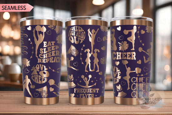 Cheer Tumbler Wrap SVG | 20oz and 30oz Laser Engraving File | Rotary Ready Digital Design | Sports Fan SVG