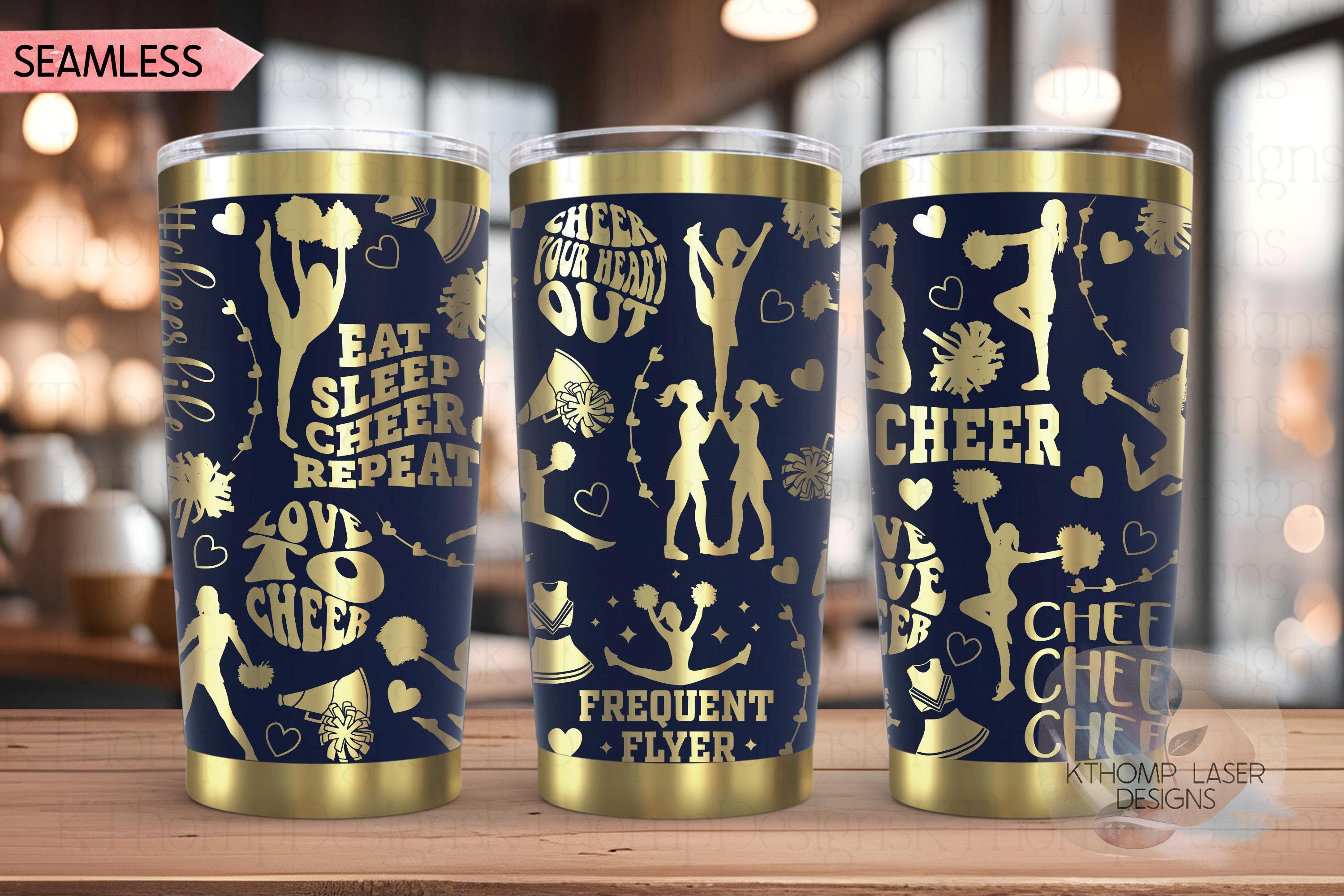 Cheer Tumbler Wrap SVG | 20oz and 30oz Laser Engraving File | Rotary Ready Digital Design | Sports Fan SVG