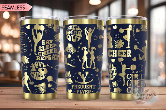 Cheer Tumbler Wrap SVG | 20oz and 30oz Laser Engraving File | Rotary Ready Digital Design | Sports Fan SVG