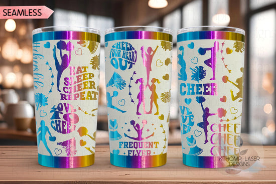 Cheer Tumbler Wrap SVG | 20oz and 30oz Laser Engraving File | Rotary Ready Digital Design | Sports Fan SVG