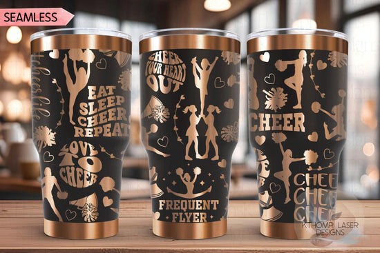 Cheer Tumbler Wrap SVG | 20oz and 30oz Laser Engraving File | Rotary Ready Digital Design | Sports Fan SVG